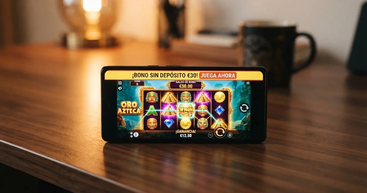 Pantalla de un casino online español mostrando una oferta de bono sin depósito junto al saldo de bono