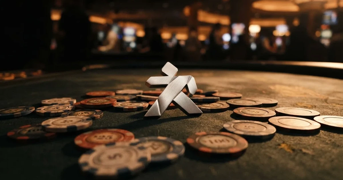 Comparativa de casinos online con fichas de póquer y el logotipo de Cardano sobre la mesa