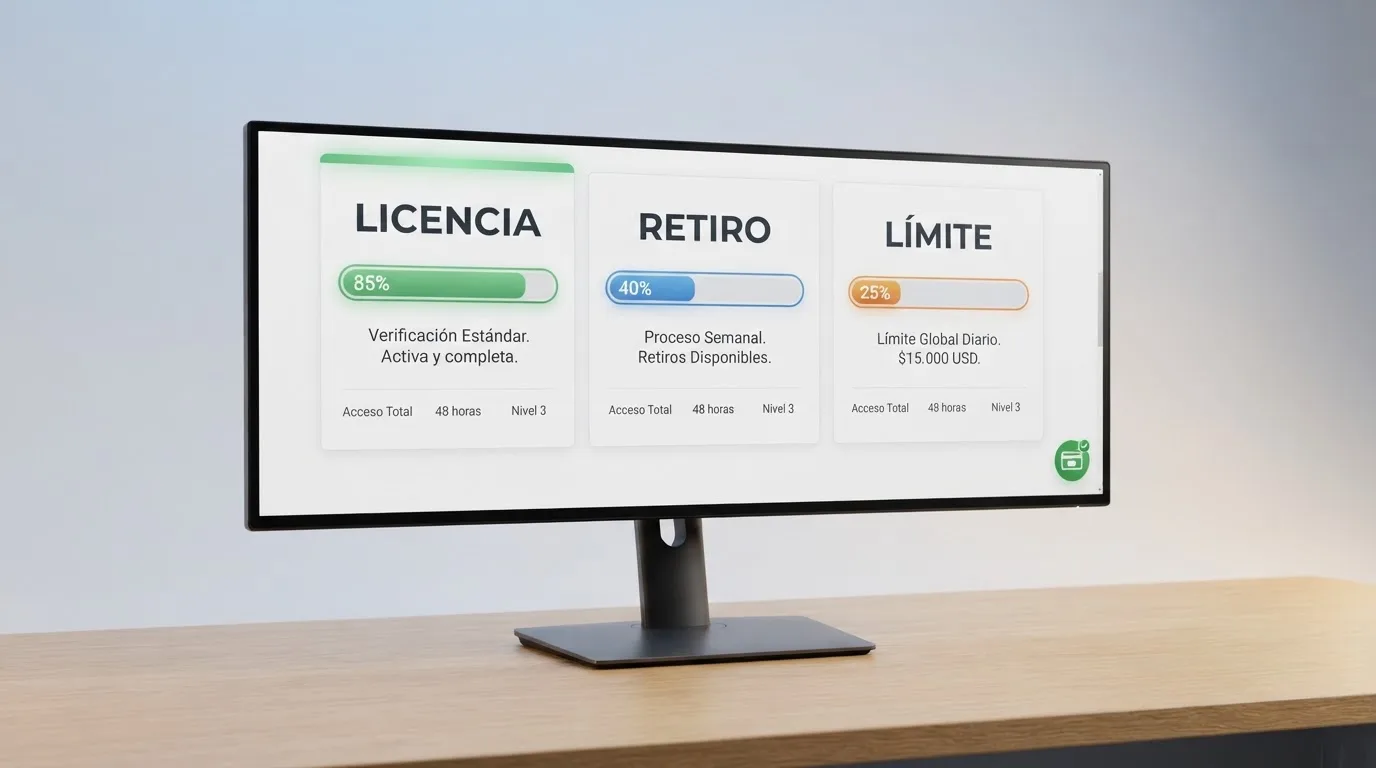Interfaz de comparación de casinos con columnas de licencia, velocidad de retiro y límite de cashout, con BCH como método destacado