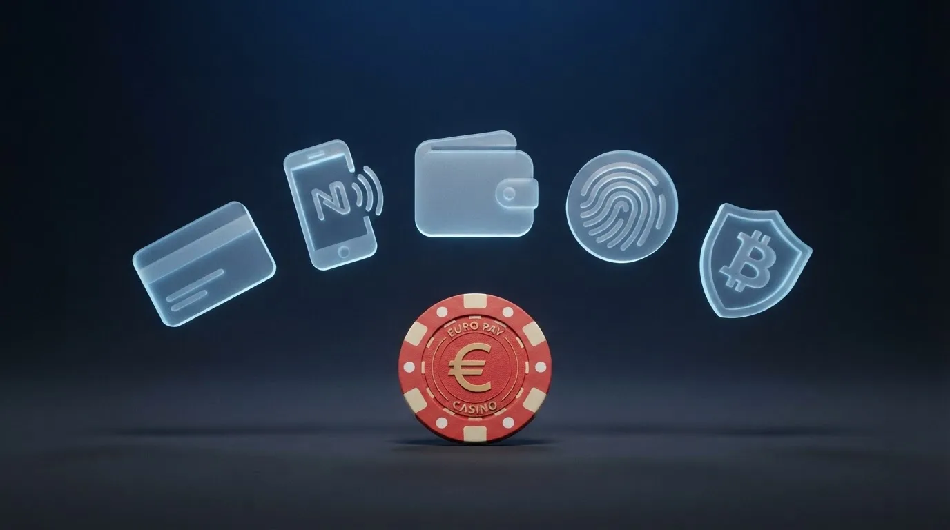 Una tabla visual con iconos de métodos de pago — Visa, Bizum, Apple Pay, Google Pay, Trustly — alineados sobre las fichas de varios casinos