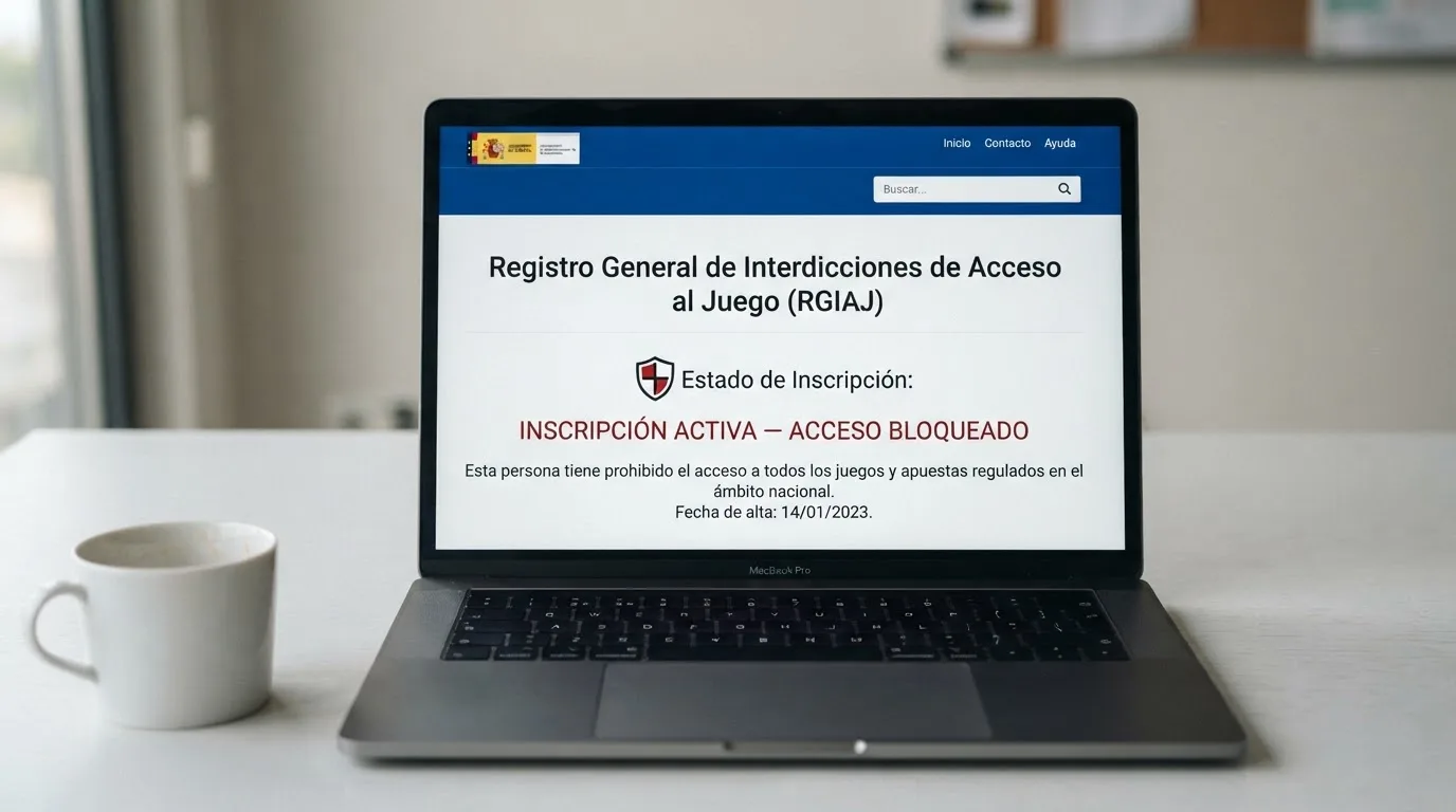 Pantalla del portal de la DGOJ con información sobre el Registro General de Interdicciones de Acceso al Juego y el acceso a la sede electrónica