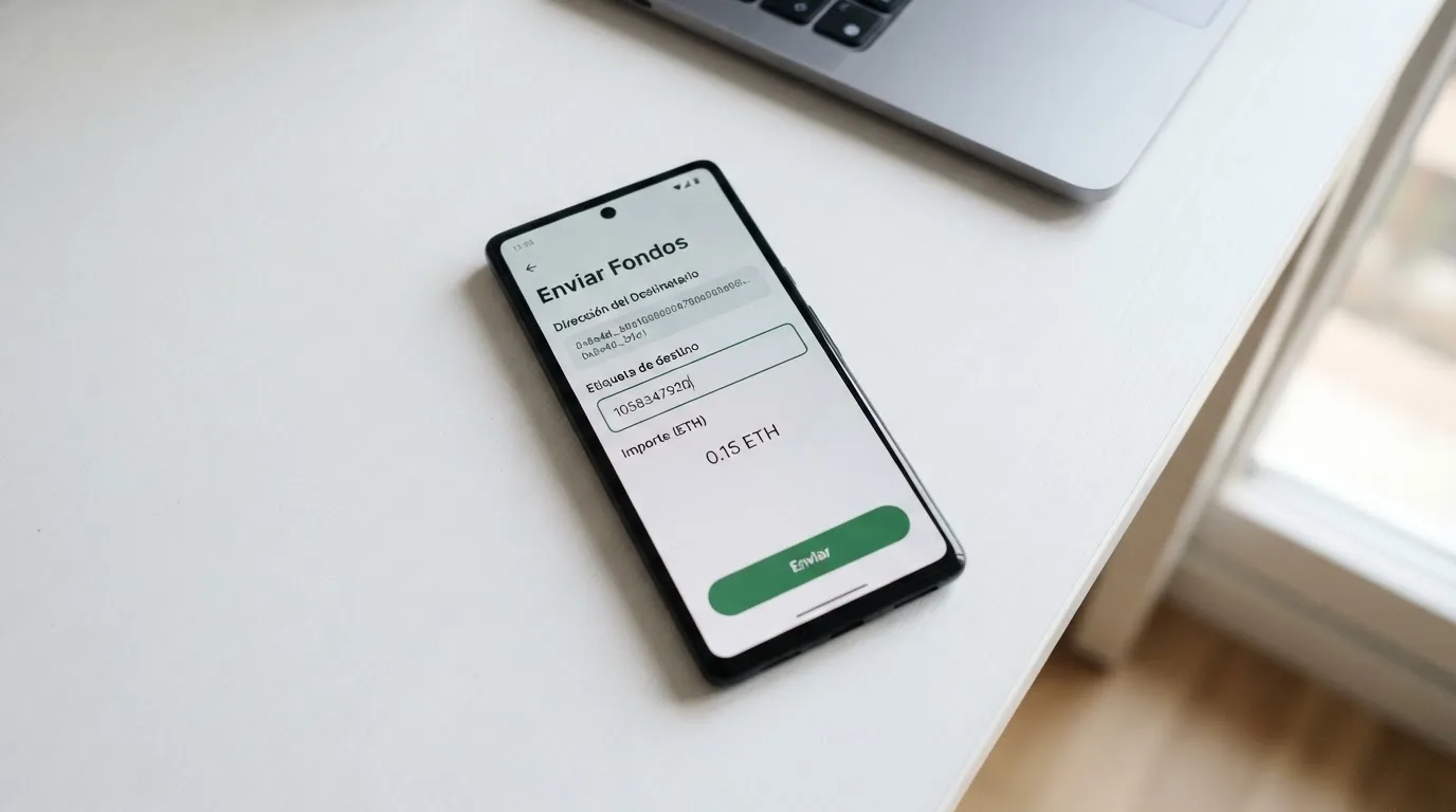 Pantalla de un monedero XRP mostrando una transacción con destination tag rumbo a un casino online