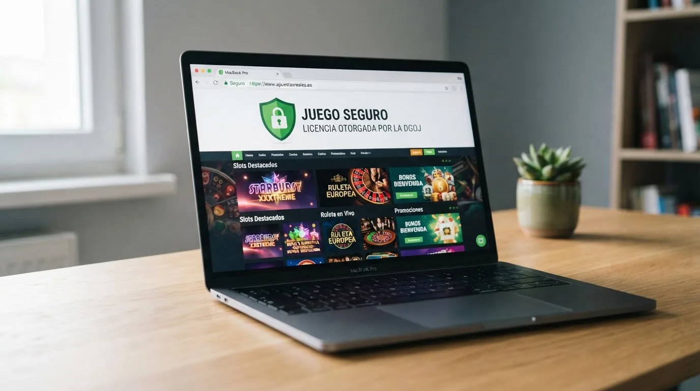 Sello oficial de la Dirección General de Ordenación del Juego junto al dominio .es en la barra de direcciones de un navegador