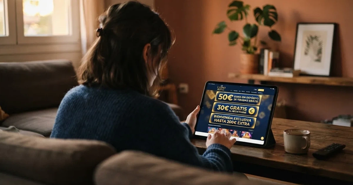 Pantalla de inicio de un casino online español con banners de promociones sin depósito visibles