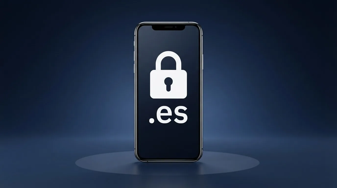 Pantalla de un móvil mostrando el candado de seguridad del dominio .es junto al logotipo de la DGOJ